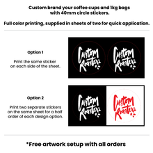 Load image into Gallery viewer, Custom Branded Coffee Bag & Coffee Cup Stickers